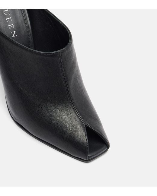 McQueen Black Leather Mules