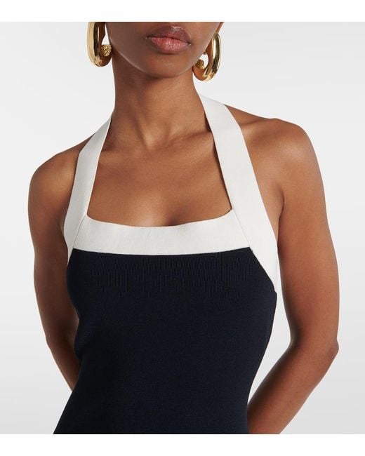 Veronica Beard Blue Christa Halterneck Midi Dress