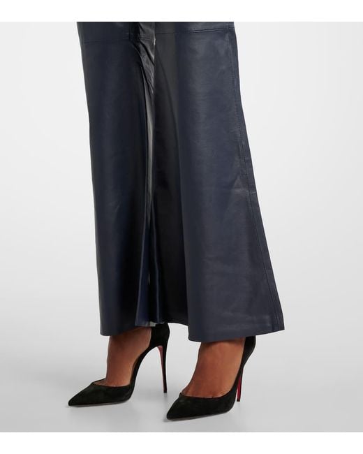Victoria Beckham Blue High-Rise-Schlaghose Aus Leder