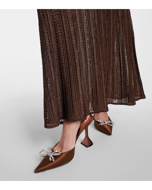 AMINA MUADDI Brown Verzierte Slingback-Pumps Rosie 95 Aus Satin