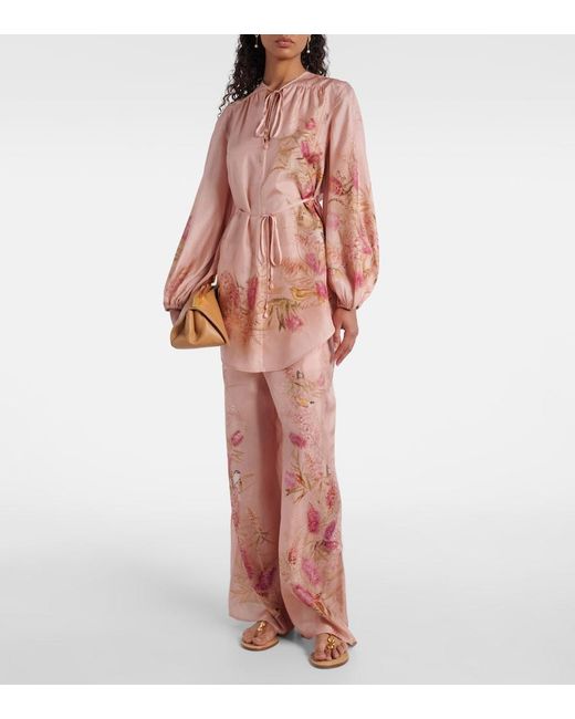 Zimmermann Pink Silk Cascadian Tunic Top