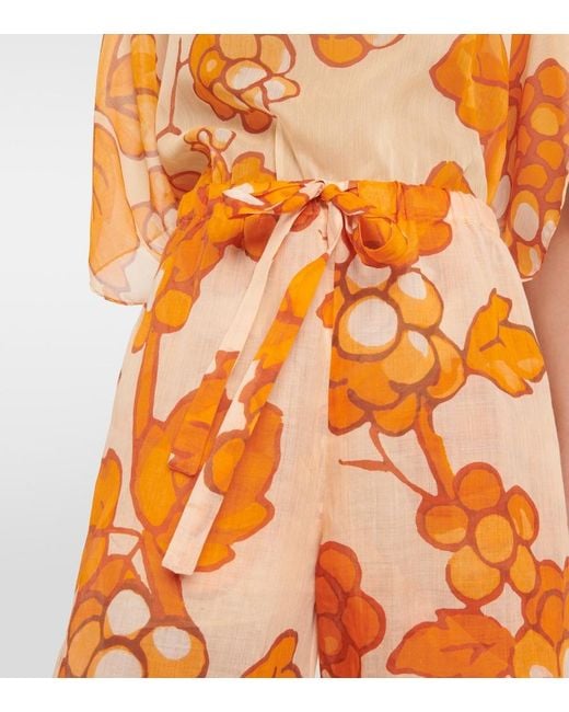 Etro Orange Printed Ramie Pants