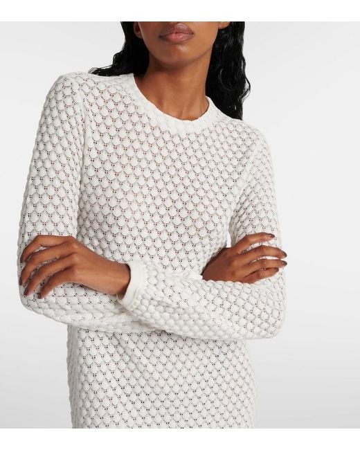 Chloé White Waffle-Knit Cotton Sweater Dress