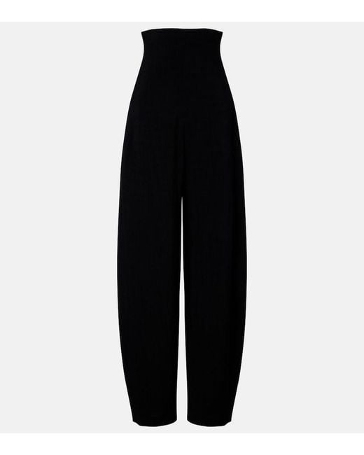 Alaïa Black Barrel-Leg Pants