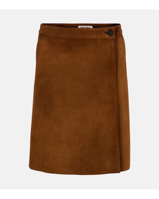 Miu Miu Brown Midirock Aus Veloursleder