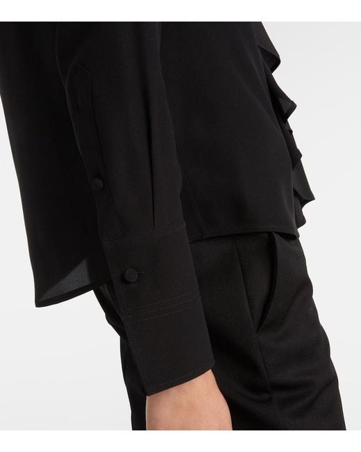 Alexander McQueen Black Ruffled Silk Blouse