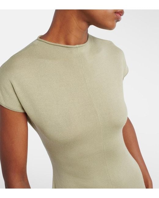 TOVE Green Lenore Knitted Wool And Silk Midi Dress