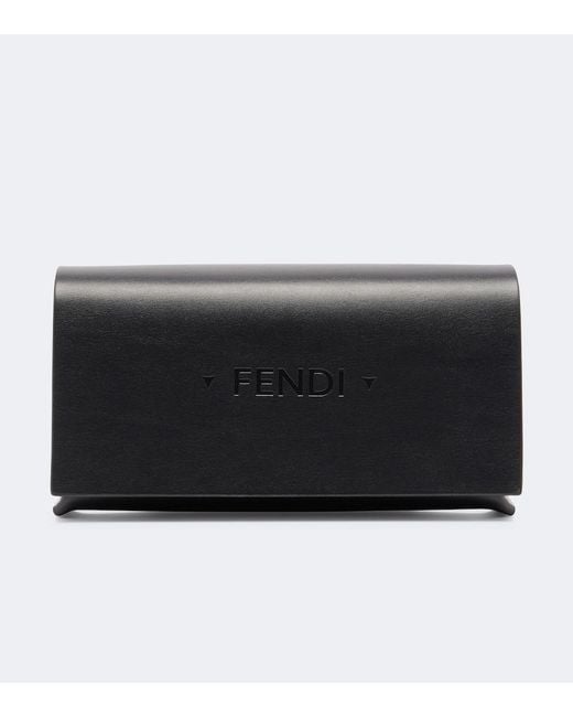 Fendi Black Ffold Rectangular Sunglasses