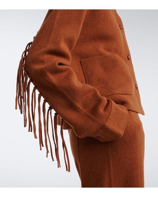 Jardin Des Orangers Brown Fringed Wool And Cashmere Jacket