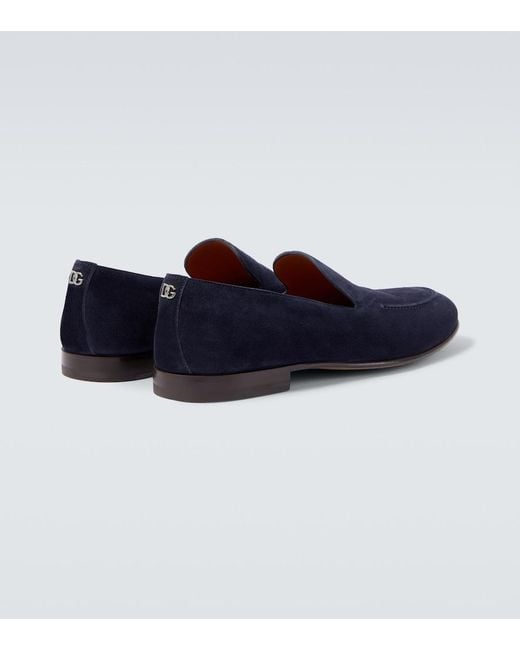 Dolce & Gabbana Blue Suede Moccasin for men