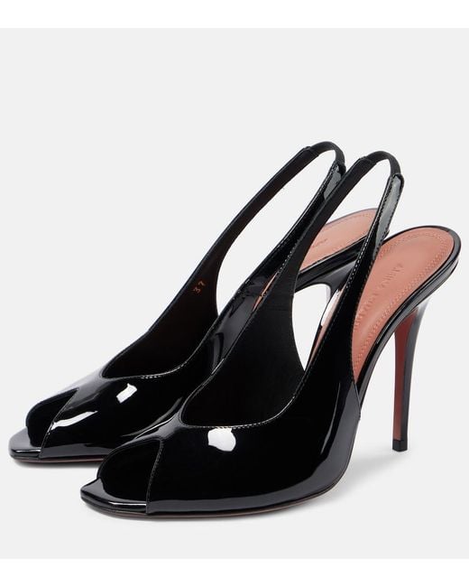 AMINA MUADDI Black Kristina 105 Patent Leather Peep-Toe Pumps