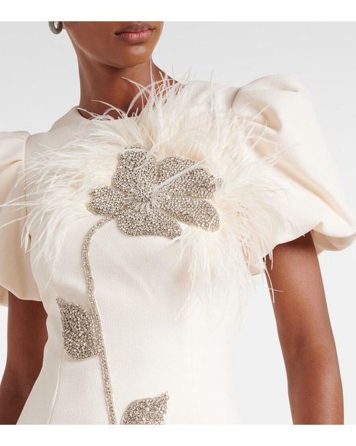 Rebecca Vallance Natural Embellished Crepe Cocktail Dress