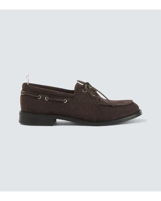 Thom Browne Brown Suede Boat Shoes for men