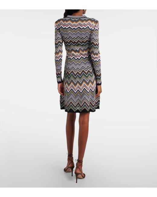 Abito Corto A Zig-Zag di Missoni in Gray