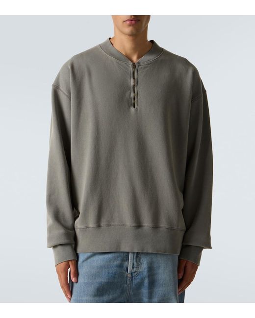 Sudadera De Algodon Con Cremallera Parcial Maison Margiela de hombre de color Gray