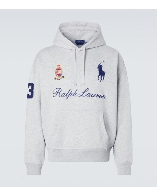 Polo Ralph Lauren Gray Logo Cotton-Blend Jersey Hoodie for men
