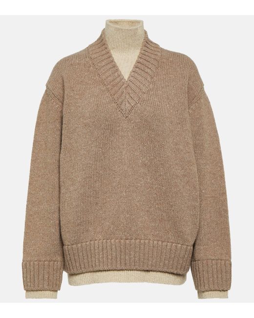 Bottega Veneta Brown Layered Wool Sweater