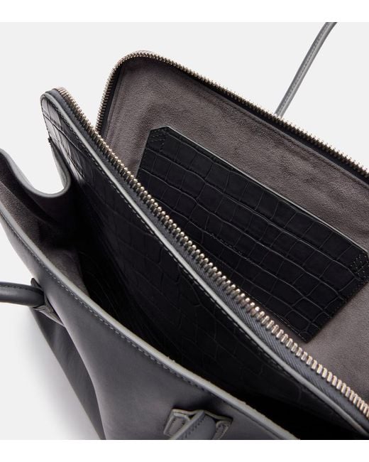 The Attico Black La Passeggiata Medium Leather Tote Bag