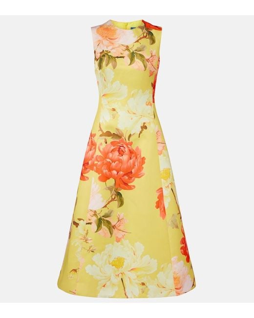 LEO LIN Yellow Cleo Floral Midi Dress