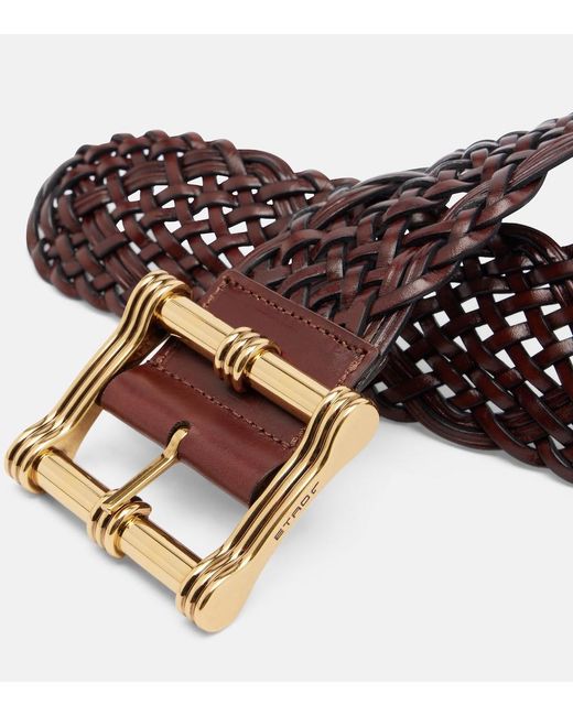 Etro Brown Woven Leather Belt