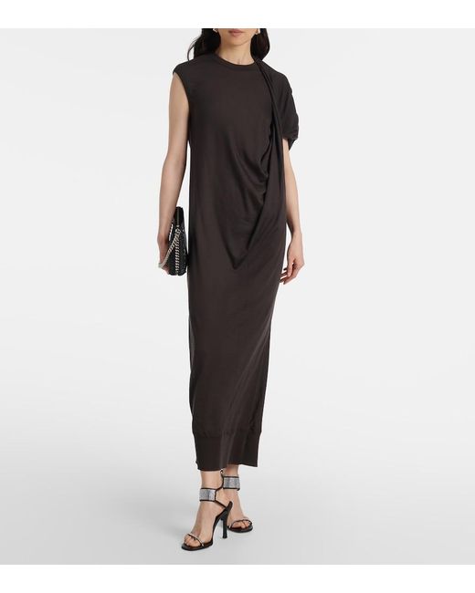 Stella McCartney Gray Draped Wool Maxi Dress