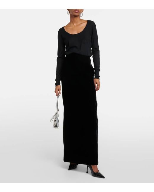 Falda larga de terciopelo Wardrobe NYC de color Black