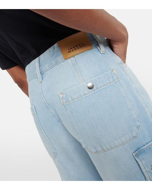 Isabel Marant Blue Elore Denim Cargo Pants