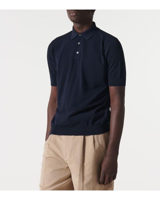 Thom Sweeney Blue Cotton Polo Shirt for men