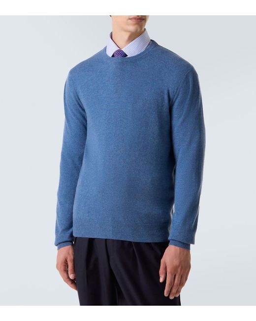 Rubinacci Blue Cashmere Sweater for men