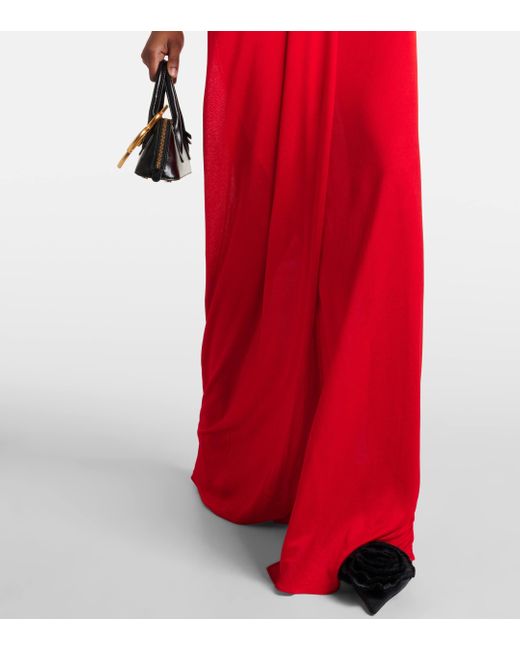 Blumarine Red Embellished Draped Gown