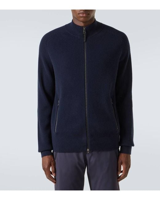 Bogner Blue Dexter Wool And Cashmere Zip-Up Sweater for men