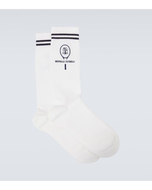 Brunello Cucinelli White Cotton-blend Socks for men