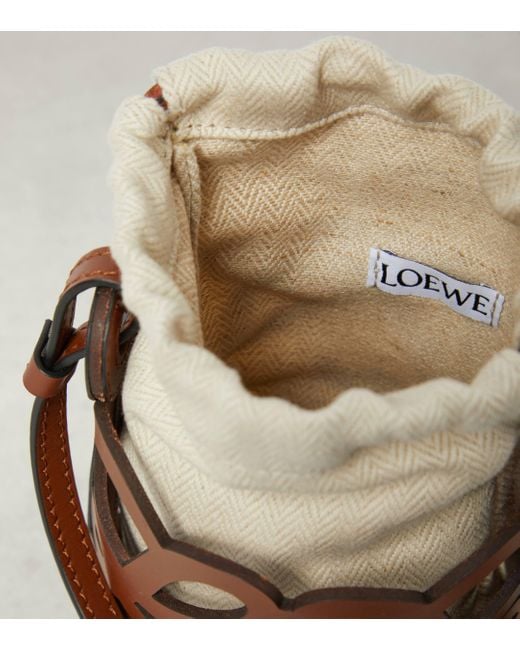 Loewe Brown Anagram Leather And Canvas Pouch With Strap