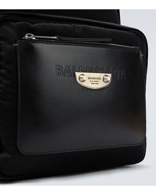 Balenciaga Black Leather-Trimmed Backpack for men