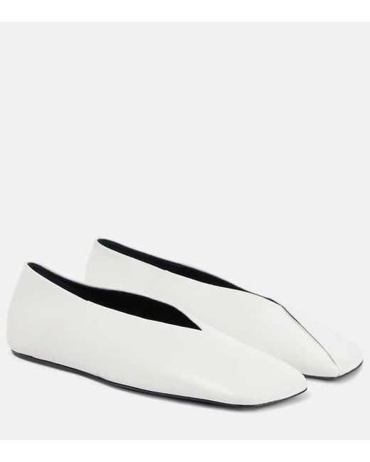 Jil Sander White Leather And Suede Ballet Flats