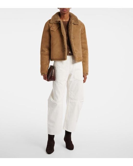 Nili Lotan White Shon High-Rise Barrel-Leg Jeans