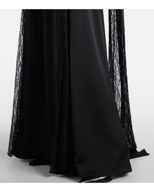 The New Arrivals Ilkyaz Ozel Black Paige Satin And Lace Gown