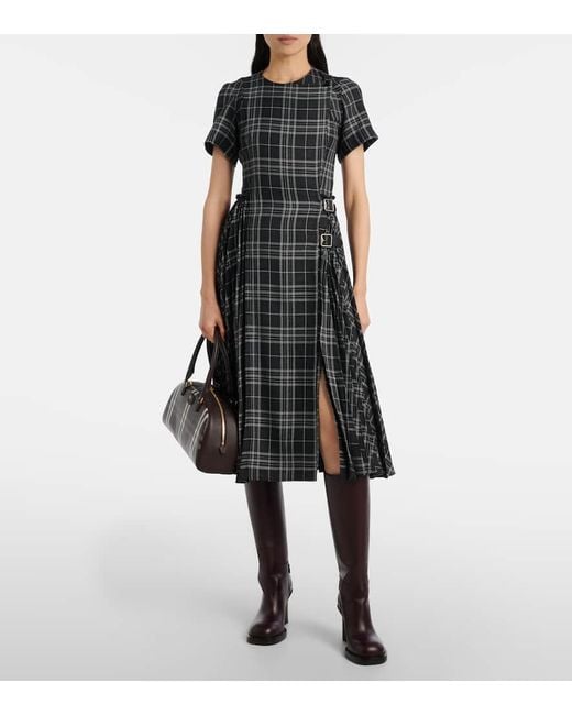 Vestido Midi Meryl A Cuadros Burberry de color Black