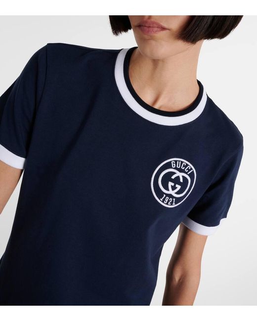 Gucci Blue T-Shirt Interlocking G aus Baumwolle