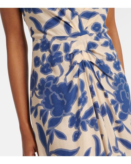 Velvet Blue Bedrucktes Midikleid Aus Crepe