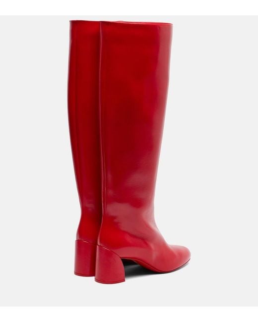 Christian Louboutin Red Janitta Leather Knee-High Boots 55