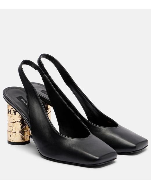Givenchy Black Tape 85 Leather Slingback Pumps