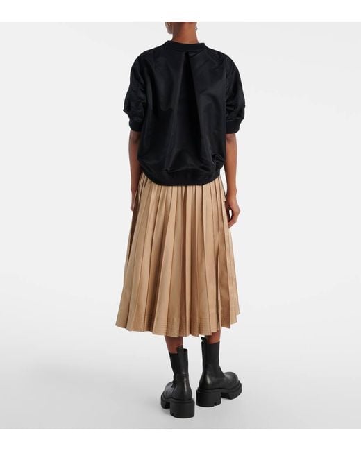 Sacai Black Twill And Jersey Top