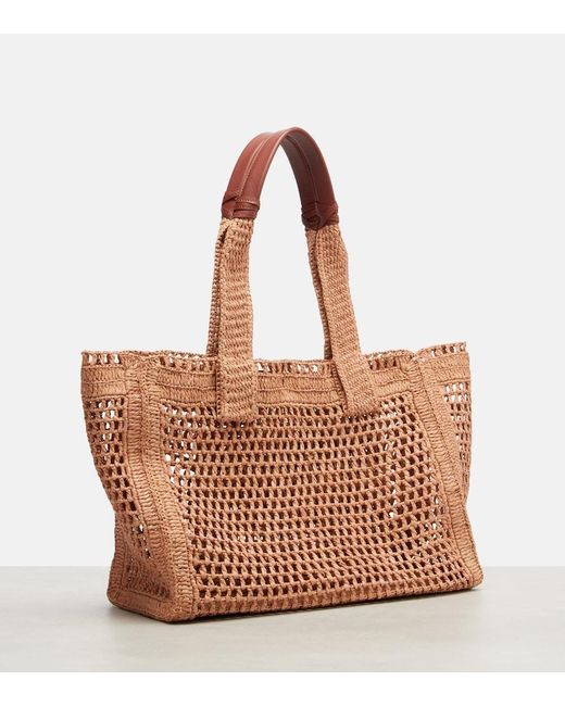 Chloé Brown Summer Banana Raffia Tote Bag