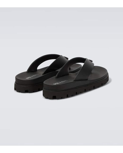 Tongs A Logo Prada pour homme en coloris Brown