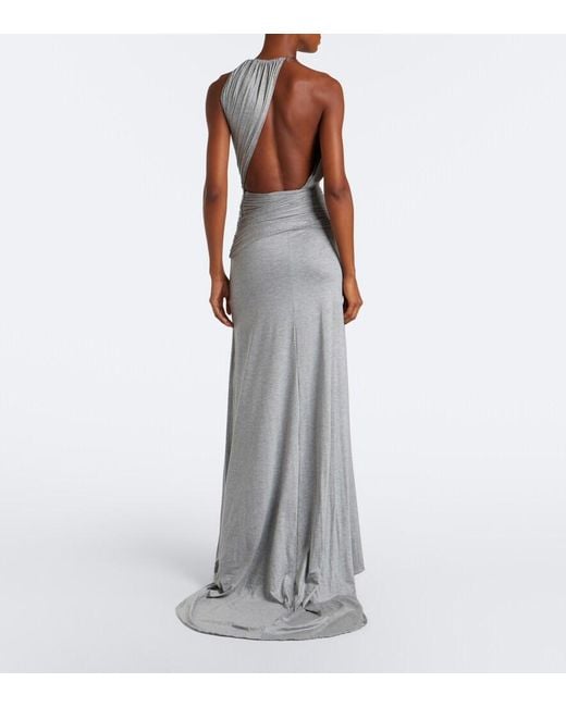 David Koma Gray Draped Jersey Gown