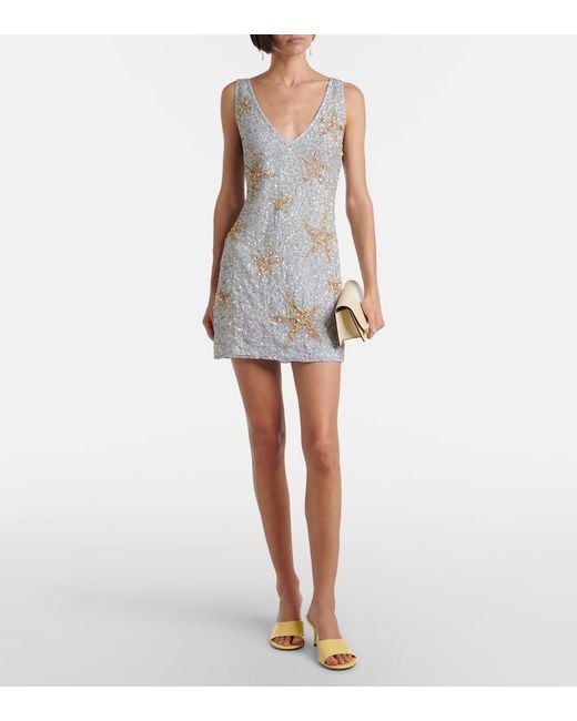 Rixo Blue Christabel Sequined Minidress