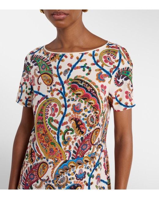 Etro White Printed Midi Dress