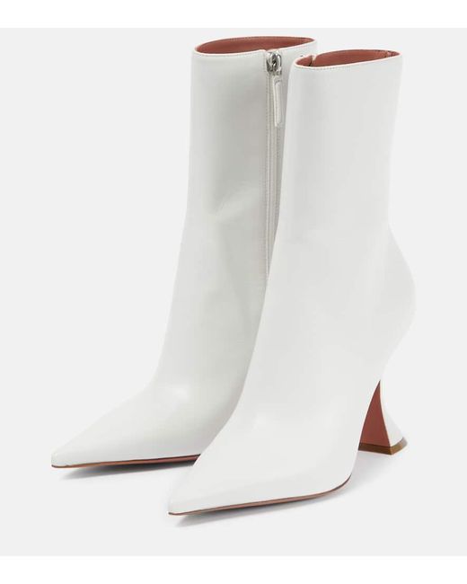 AMINA MUADDI White Ankle Boots Giorgia Glass 95 aus Leder