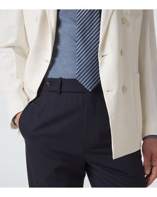 Dunhill Blue Wool Straight Pants for men
